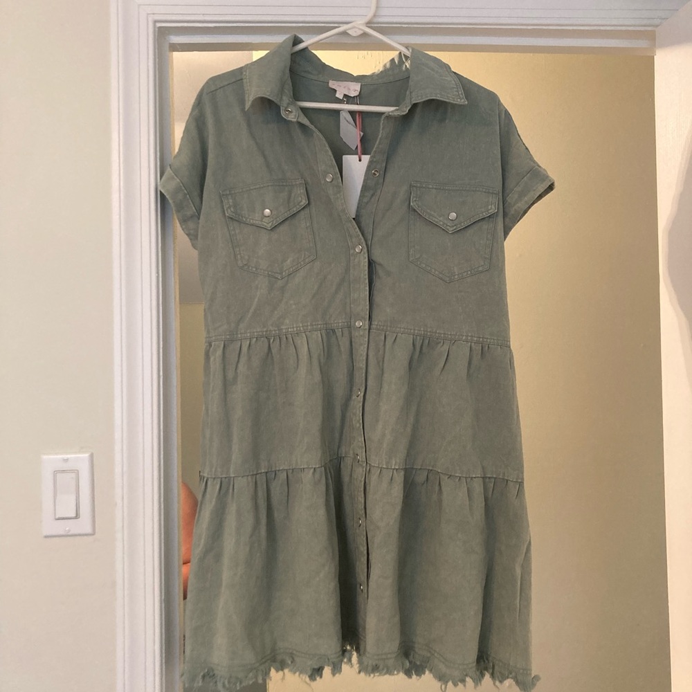 Tiered button down dress